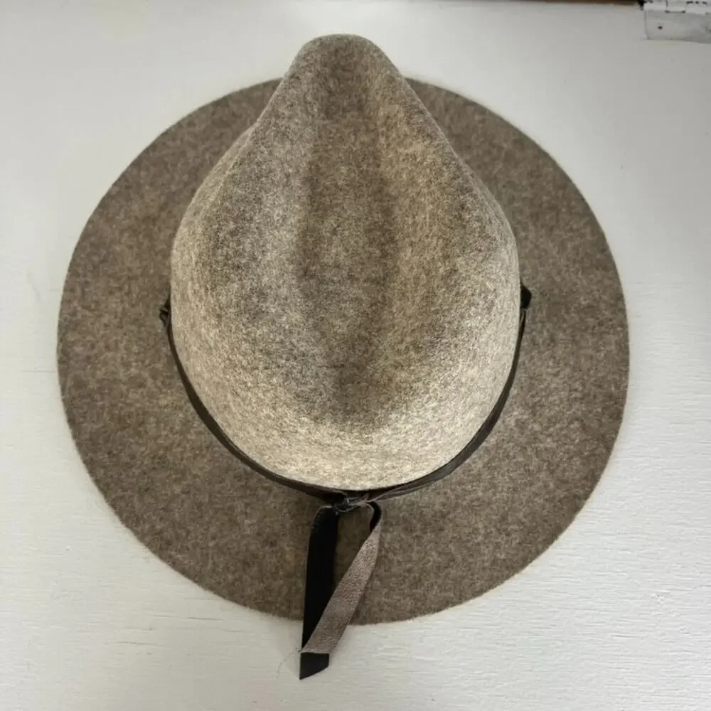 ORVIS 100% Wool Fedora Hat with Trim Women's Size Large Tan